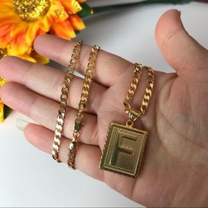 Letter"F"Necklace Yellow Gold